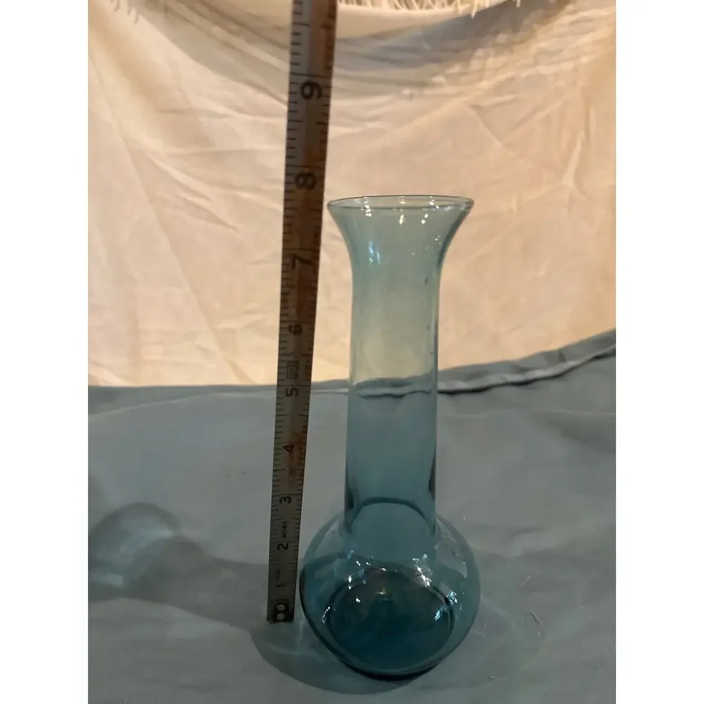 Vintage Mid-Century Style Hand-Blown Blue Glass Bud Vase
